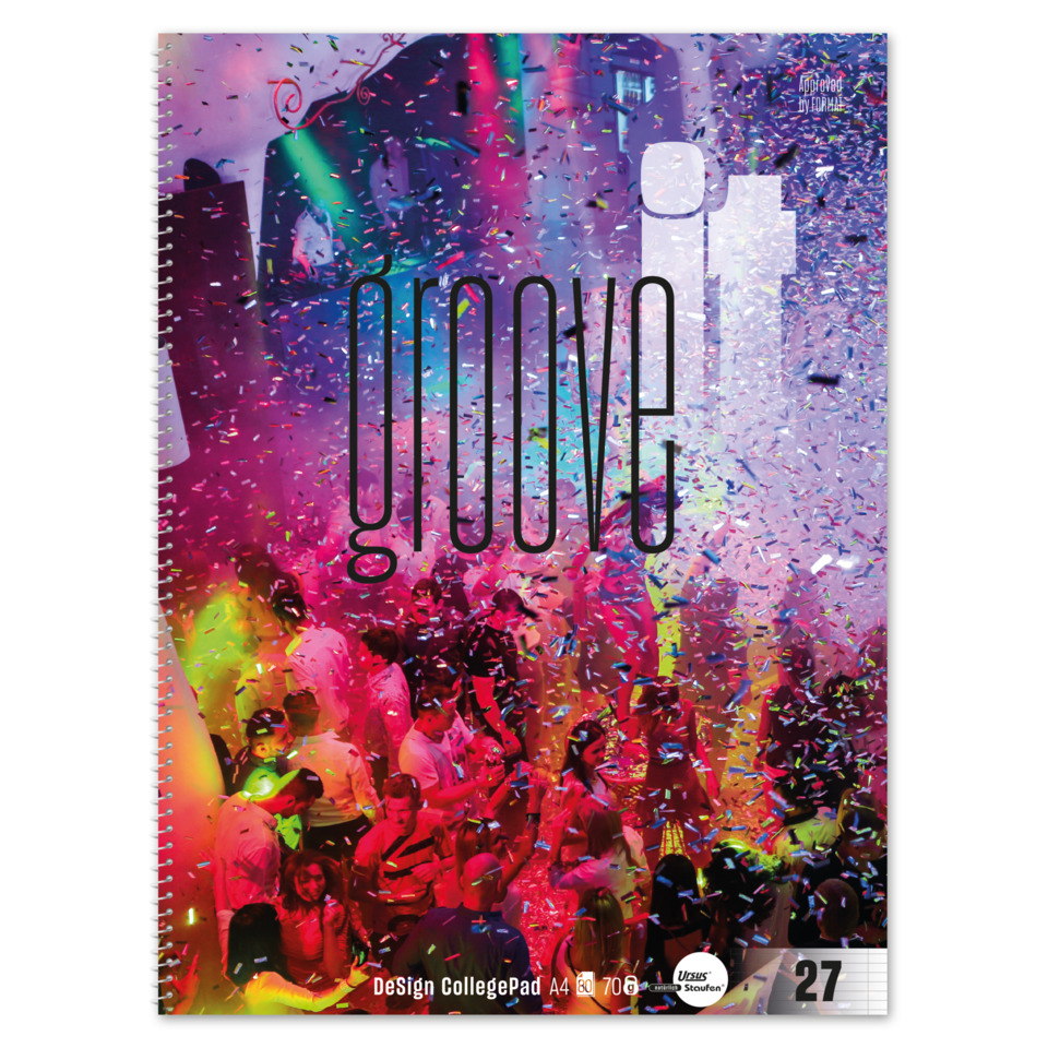 Collegeblock Groove it, A4, 70g/m², 80 Blatt, Lin.27, liniert, weiß