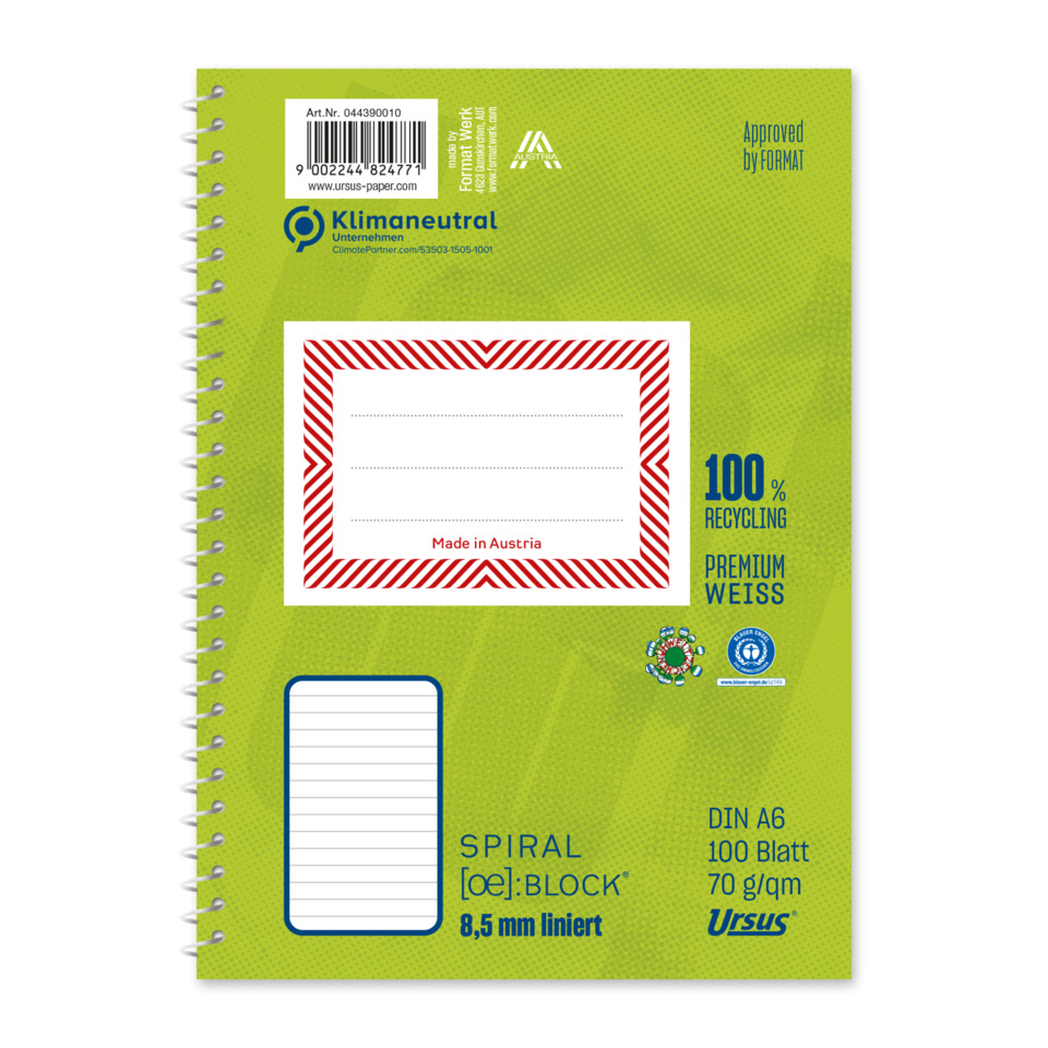Ringbuchblock - A6, 100 Blatt, 70 g/qm, liniert