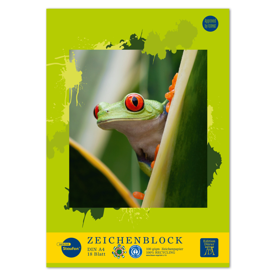 Zeichenblock Green, DIN A4, 100 g/qm, 18 Blatt