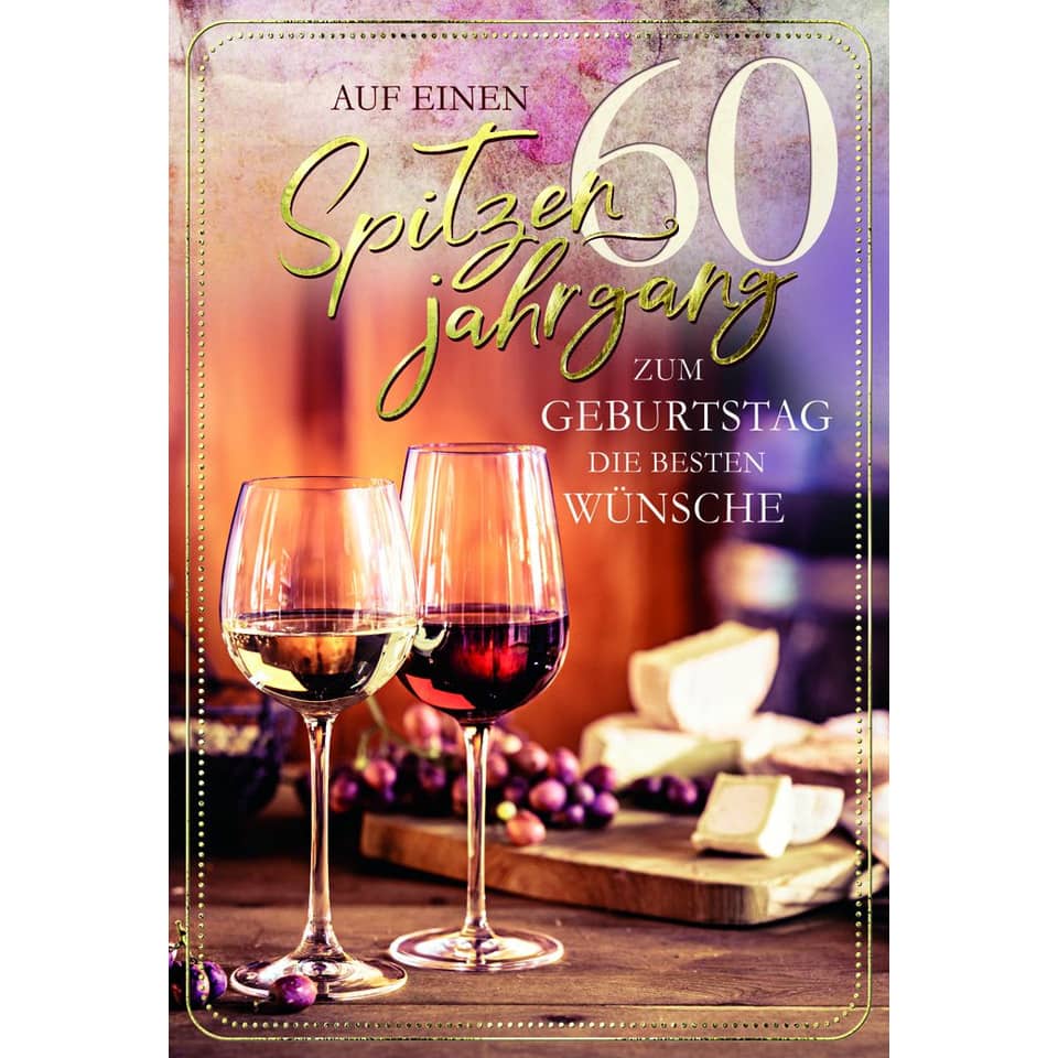 Geburtstagskarte Zahl 60 - inkl. Umschlag