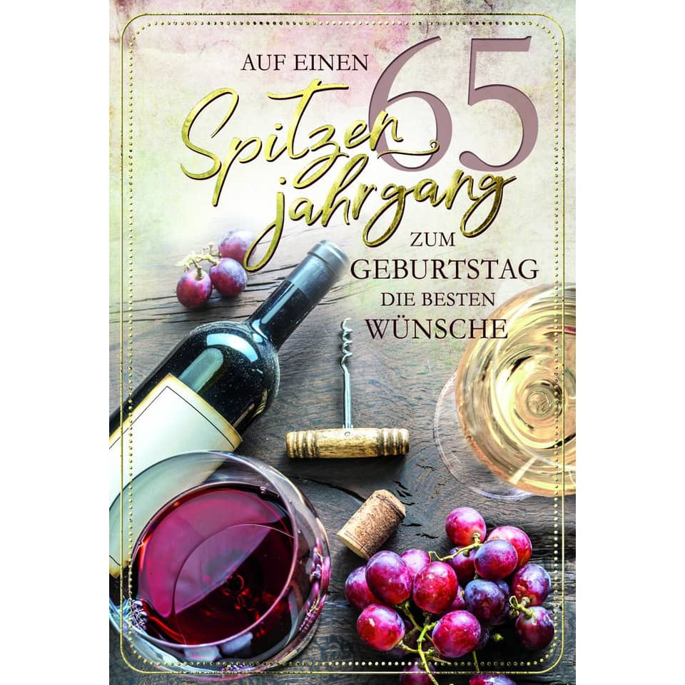 Geburtstagskarte Zahl 65 - inkl. Umschlag