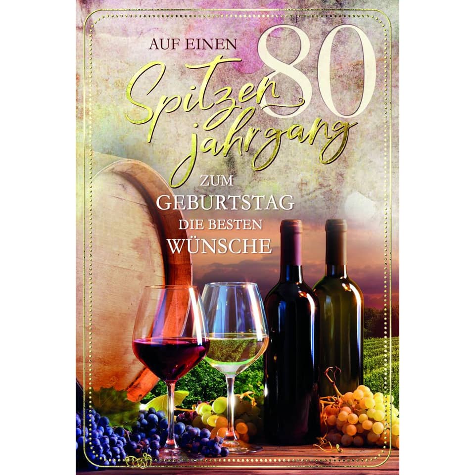 Geburtstagskarte Zahl 80 - inkl. Umschlag