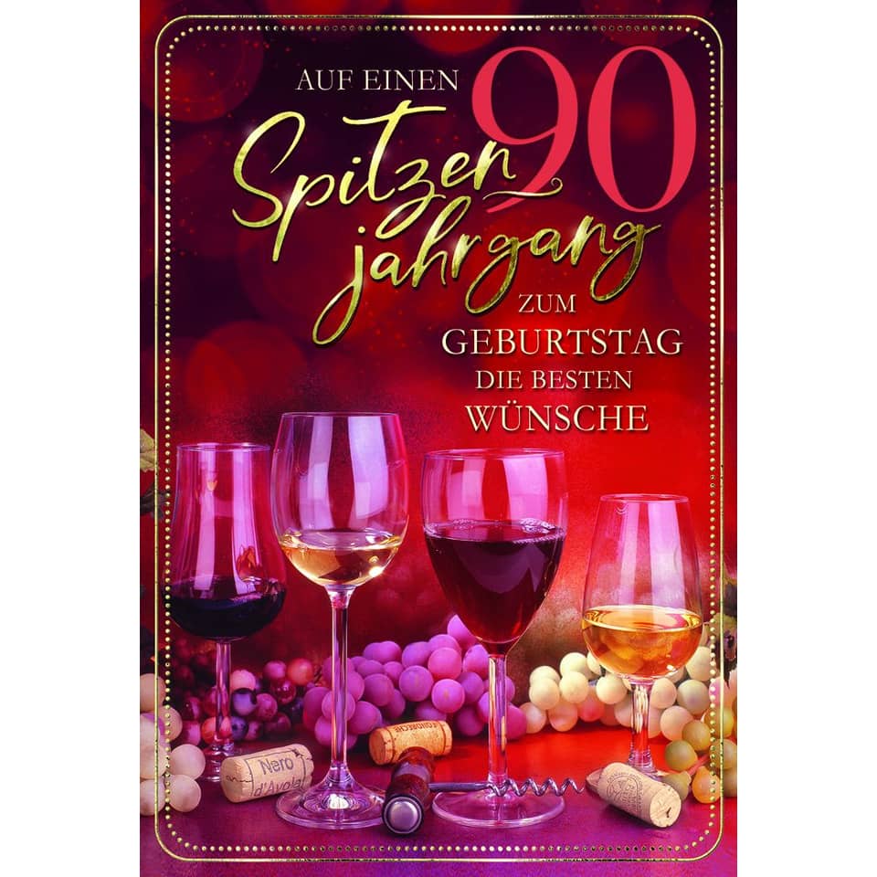 Geburtstagskarte Zahl 90 - inkl. Umschlag