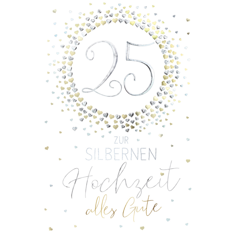 Silberhochzeitskarte geprägt - inkl. Umschlag