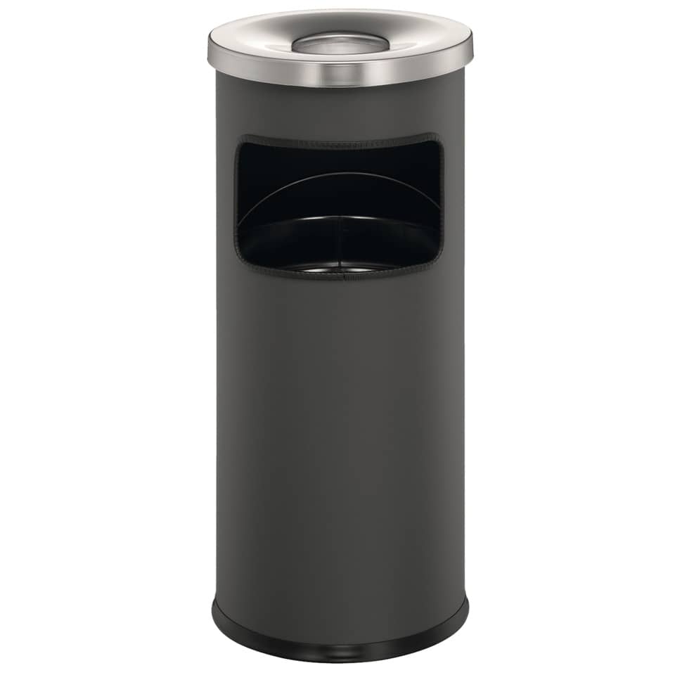 Papierkorb mit Ascher SAFE Metall - Ø250 x 630 mm, 17 l, anthrazit