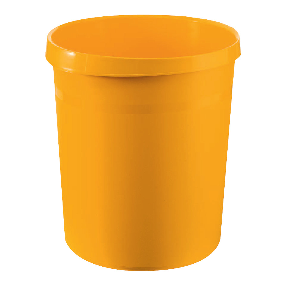 Papierkorb GRIP - 18 Liter, rund, 2 Griffmulden, extra stabil, gelb