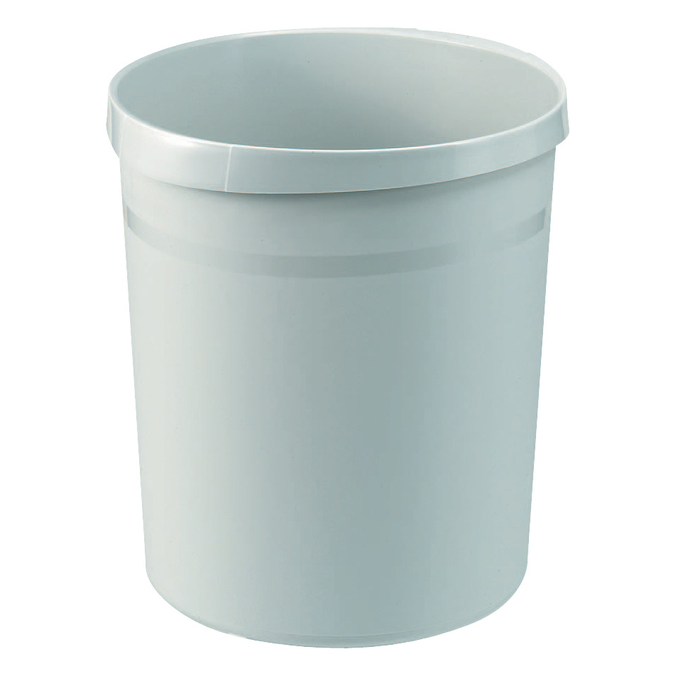 Papierkorb GRIP - 18 Liter, rund, 2 Griffmulden, extra stabil, lichtgrau