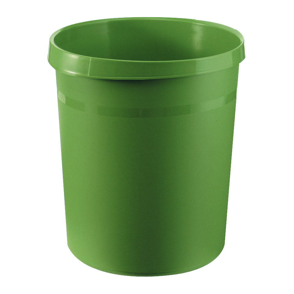 Papierkorb GRIP - 18 Liter, rund, 2 Griffmulden, extra stabil, grün