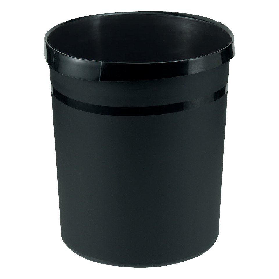 Papierkorb GRIP - 18 Liter, rund, 2 Griffmulden, extra stabil, schwarz