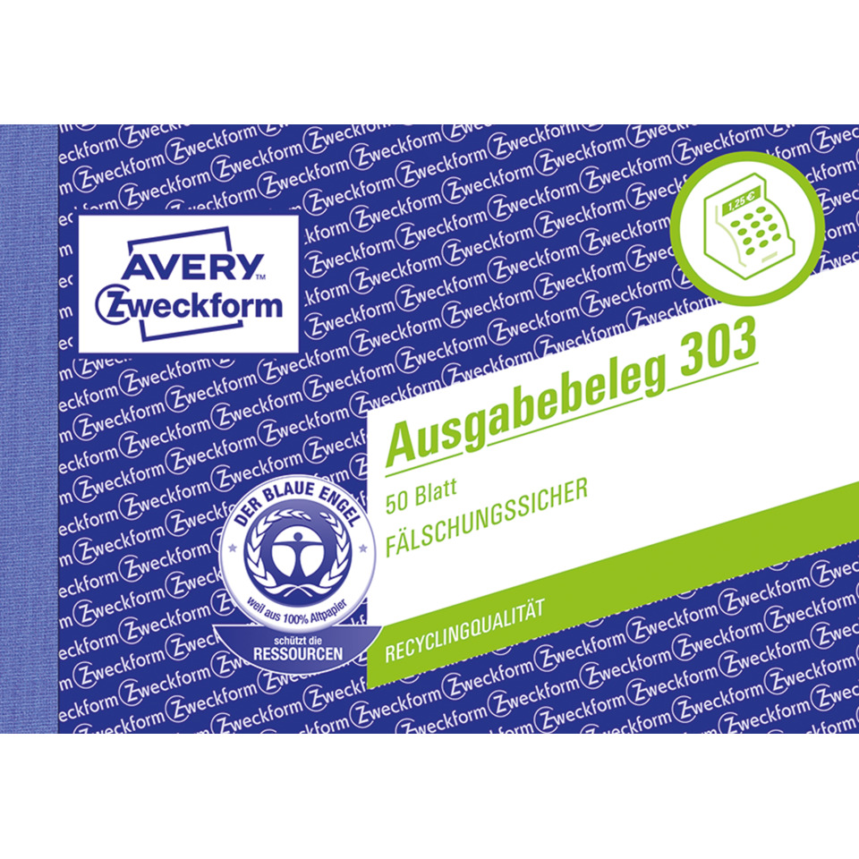 303 Ausgabebeleg mit Dokumentendruck, DIN A6 quer, fälschungssicher, 50 Blatt, gelb