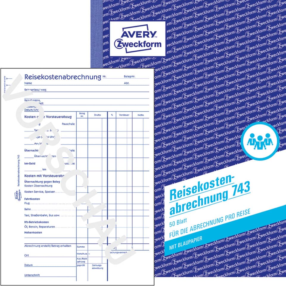 743 Reisekostenabrechnung, DIN A5, für Abrechnung pro Reise, 50 Blatt, weiß