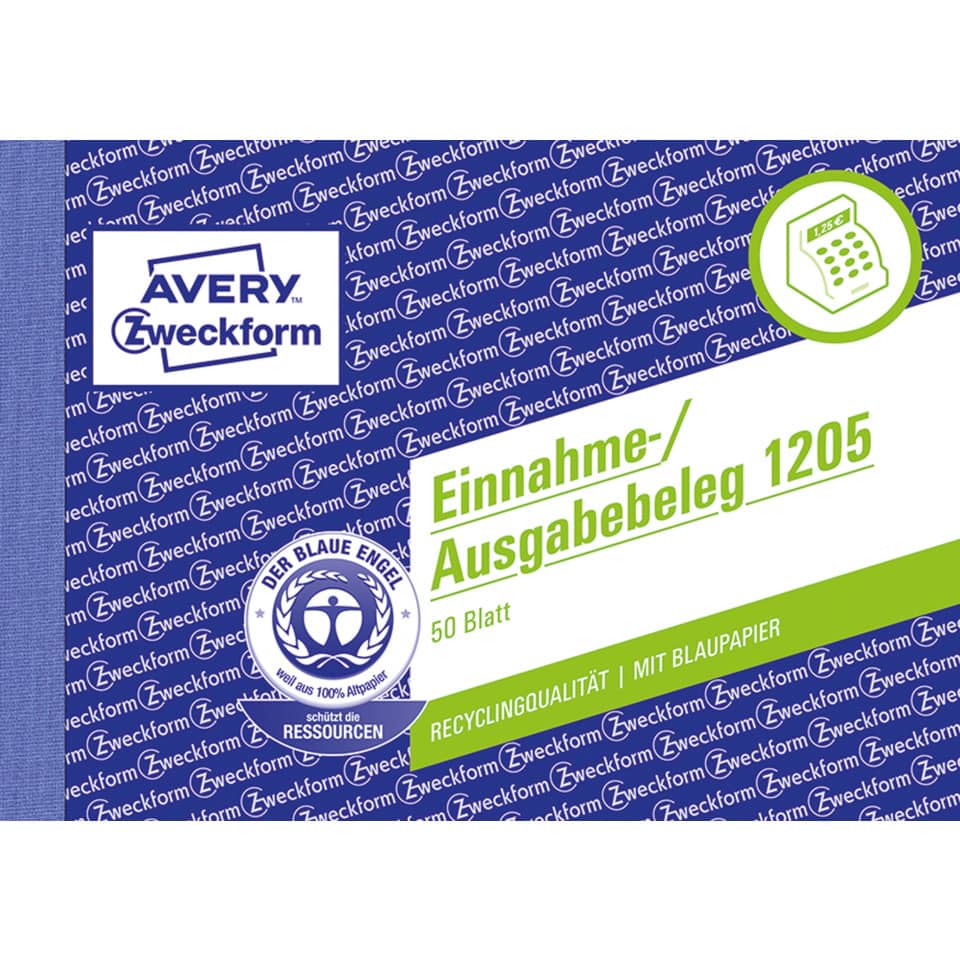 1205 Einnahme-/Ausgabebeleg, DIN A6 quer, fälschungssicher, 50 Blatt, weiß