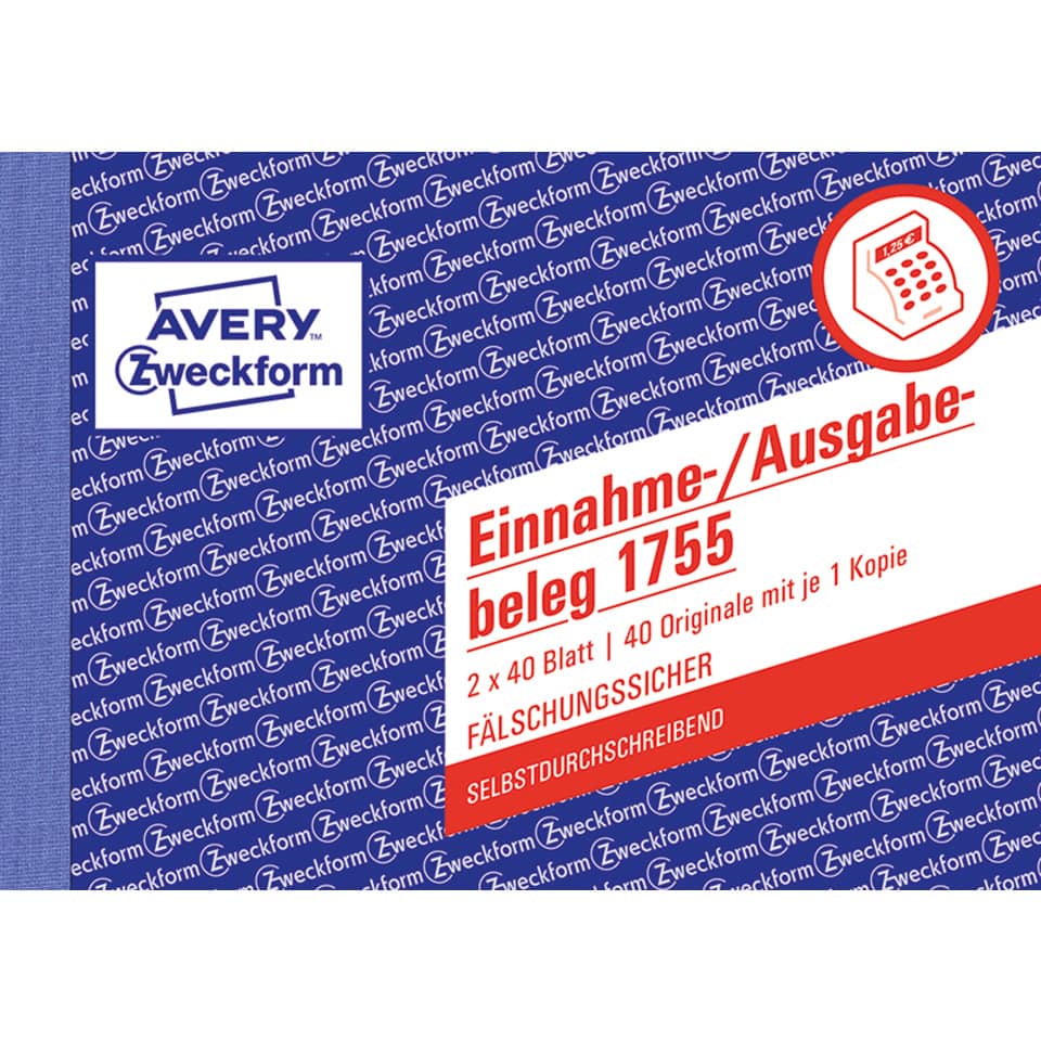1755 Einnahme-/Ausgabebeleg - A6 quer, SD, MP, fälschungssicher, 2 x 40 Blatt, weiß, gelb