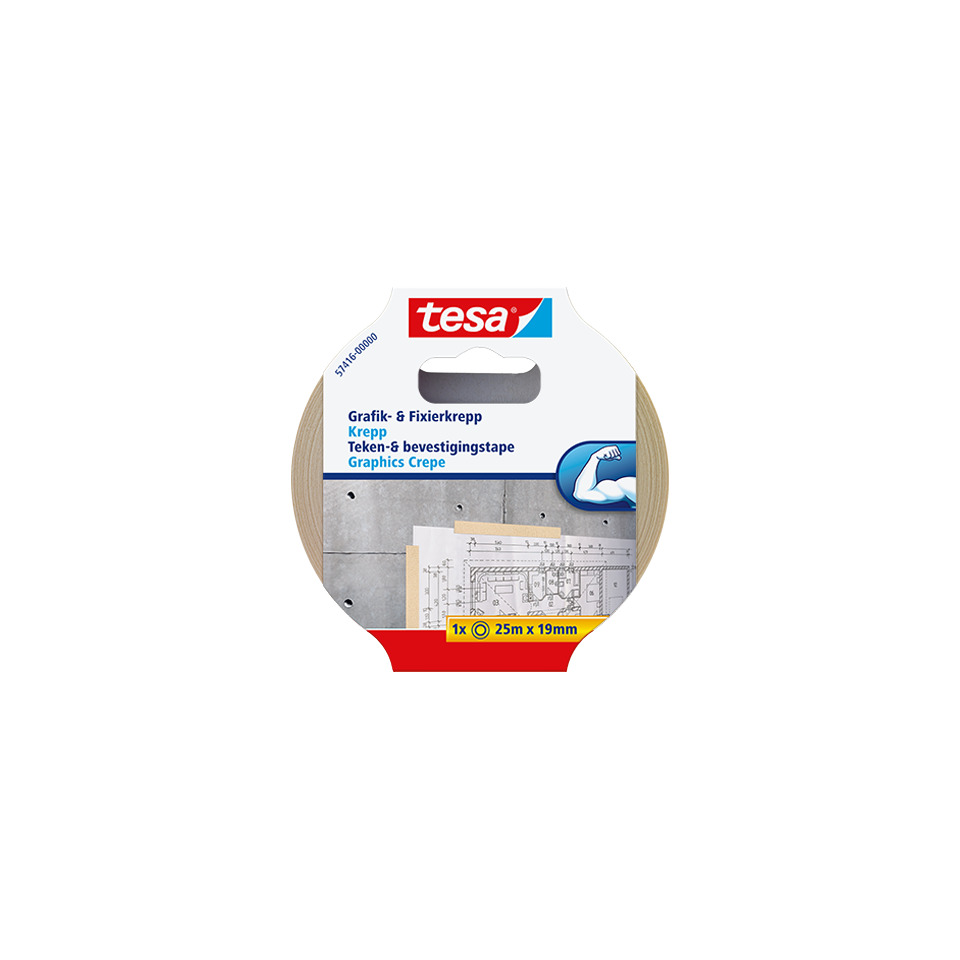 Fixierband Grafik- und Fixier-Krepp - 25 m x 19 mm, Papier, beige