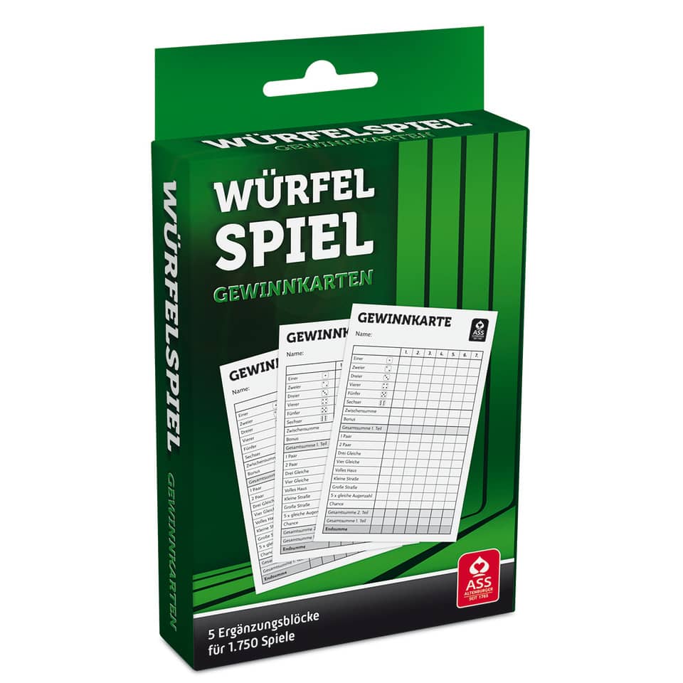 Würfelspiel-Gewinnkarten - 5 Blöcke