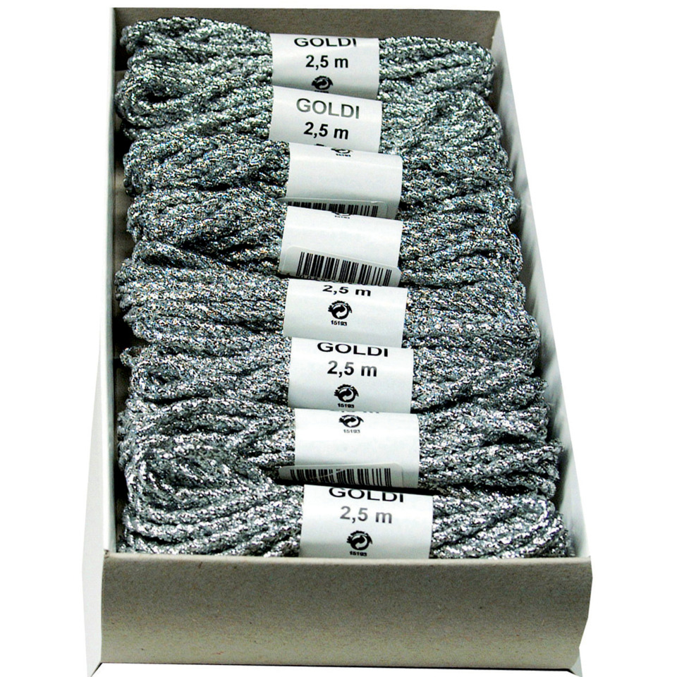 Weihnachtskordel - 3 mm x 2,5 m, silber