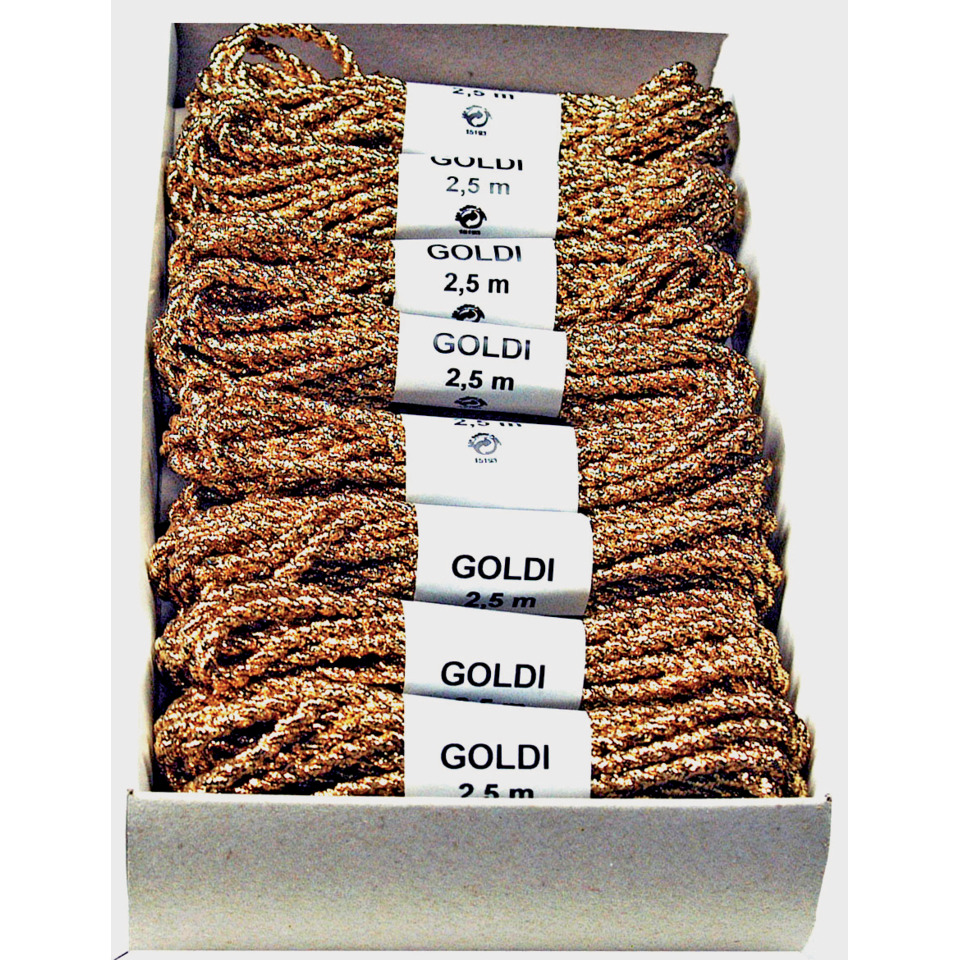 Weihnachtskordel - 3 mm x 2,5 m, gold