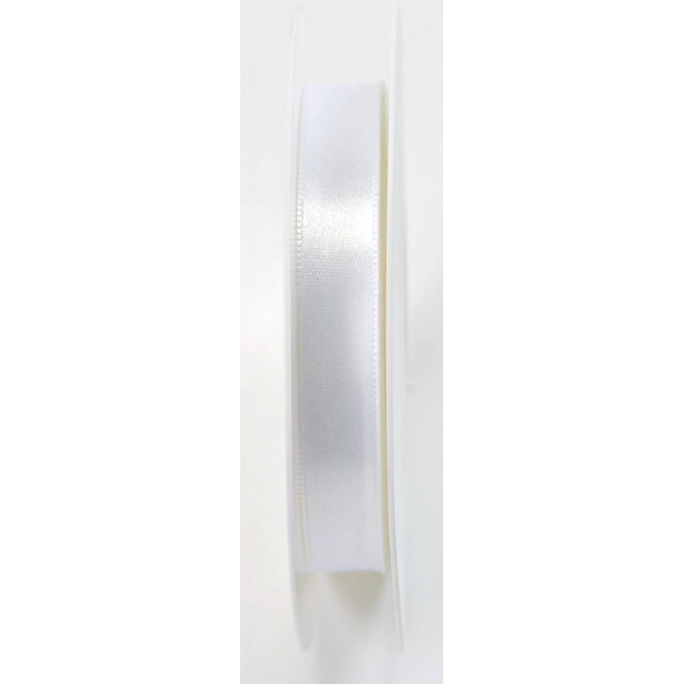 Doppelsatinband - 15 mm x 25 m, weiß