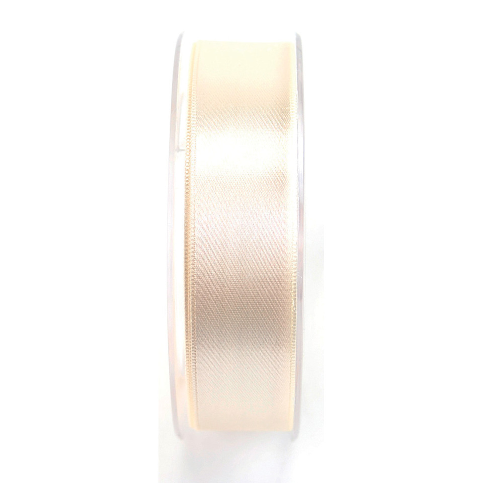 Doppelsatinband - 25 mm x 25 m, creme