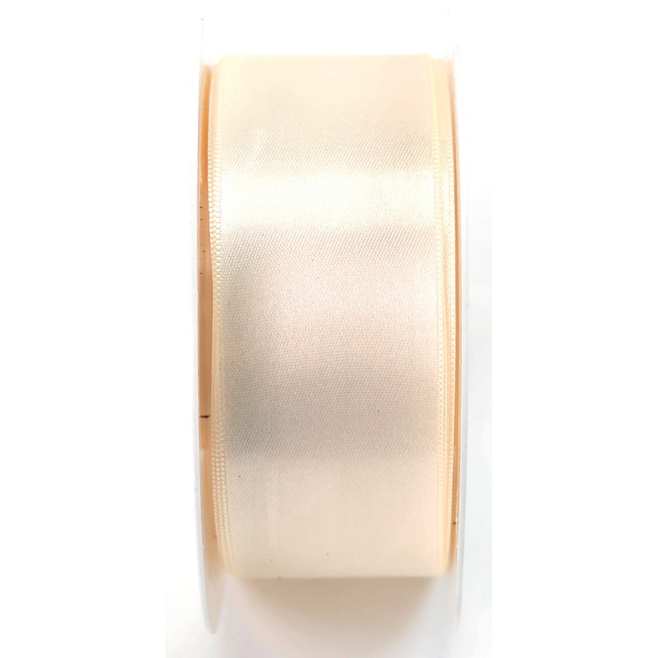 Doppelsatinband - 40 mm x 25 m, creme