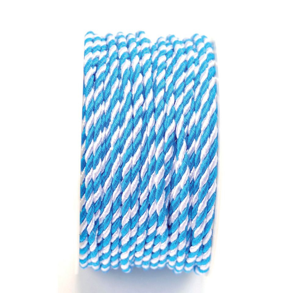 Kordel - 3 mm x 25 m, weiß/blau