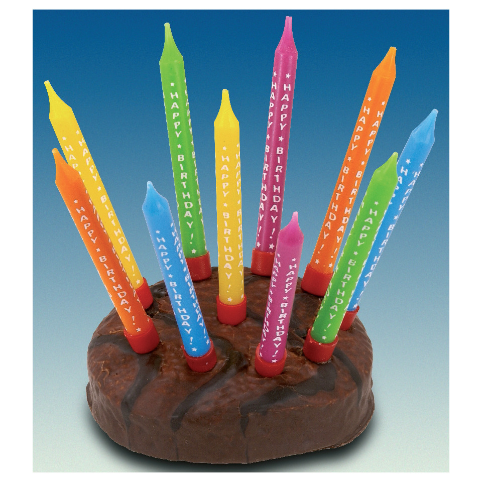 Geburtstagskerzen Happy Birthday - 6,3 cm, 10 Stück sortiert