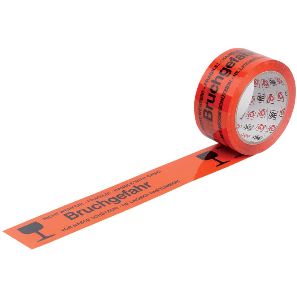 Warnband "Bruchgefahr" - orange/schwarz, 50 mm x 66 m