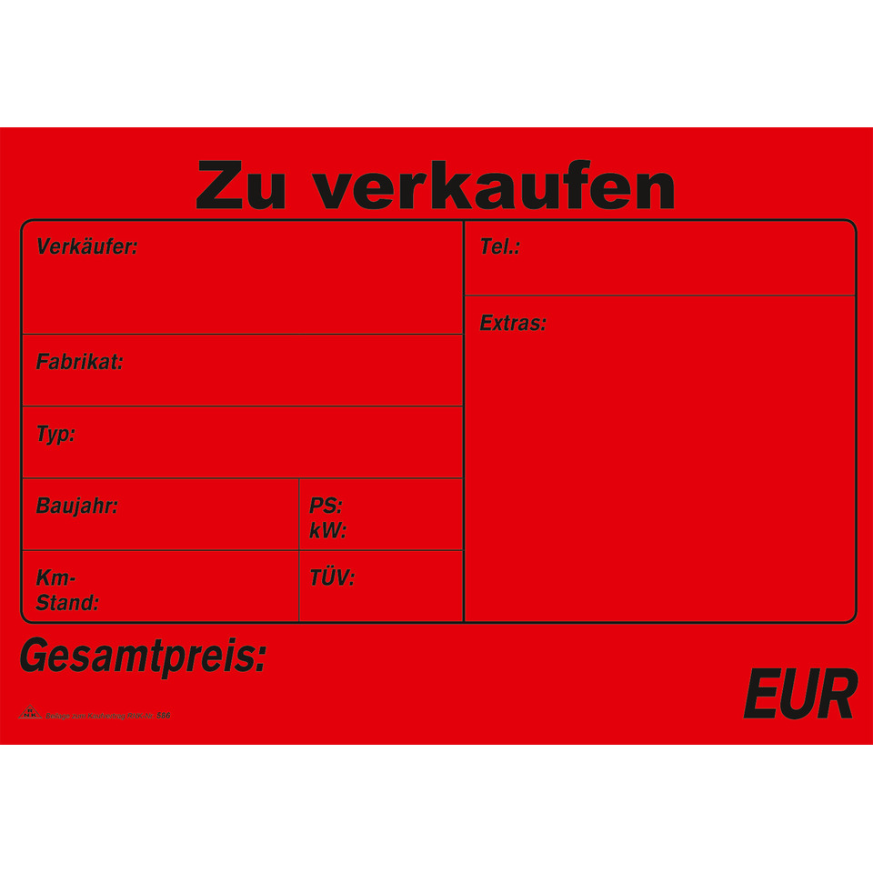 Kaufvertrag für ein gebr. Kfz - SD, 1x4 Blatt, DIN A4, mit Verkaufsplakat