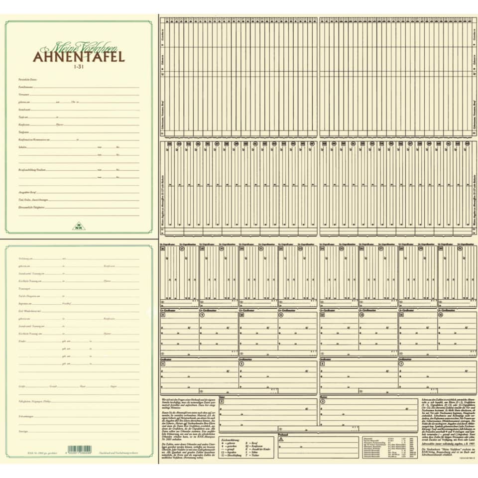 Ahnentafel "Meine Vorfahren" 7 Generationen, DIN A4, 120g/qm