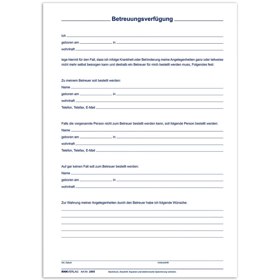 Patientenverfügung mit allen notwendigen Formularen, A4