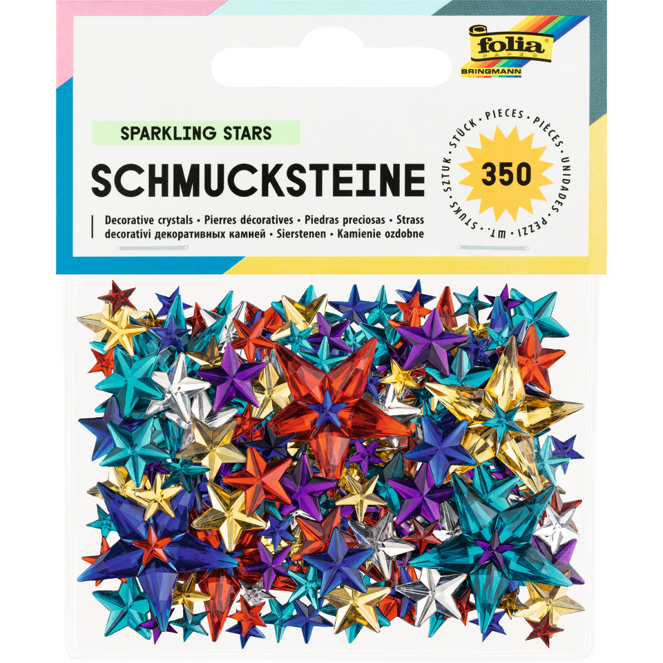 Schmucksteine Sterne - ca. 350 Teile, Größen/Farben sortiert