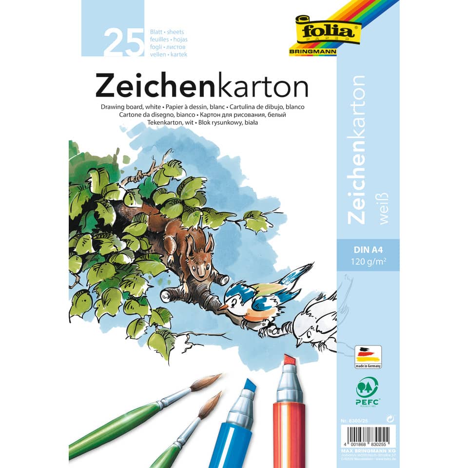 Zeichenkarton 120 g/qm, DIN A4, 25 Blatt