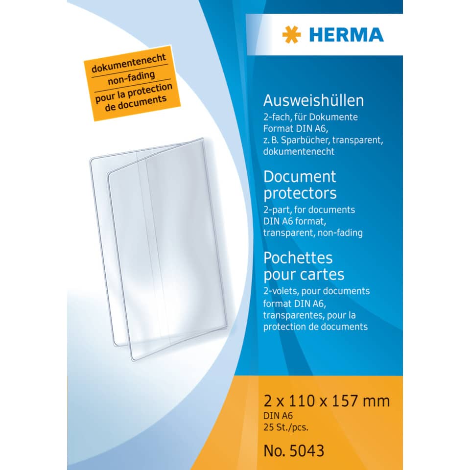 5043 Ausweishüllen - 2x 110x157 mm (A6) Klapphüllen, geprägt, dokumentenecht