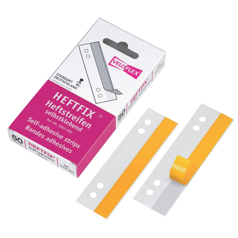 Heftstreifen HEFTFIX® - selbstklebend, PVC, 105 mm, glasklar, 50 Stück