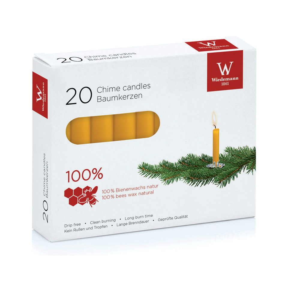 Christbaumkerze - 100 % Bienenwachs, 10,5 x 1,25 cm, 20 Stück