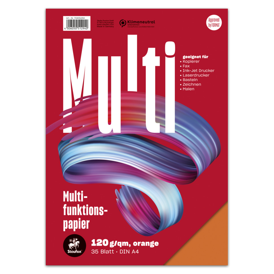 Multifunktionspapier 7X PLUS - A4, 120 g/qm, orange, 35 Blatt