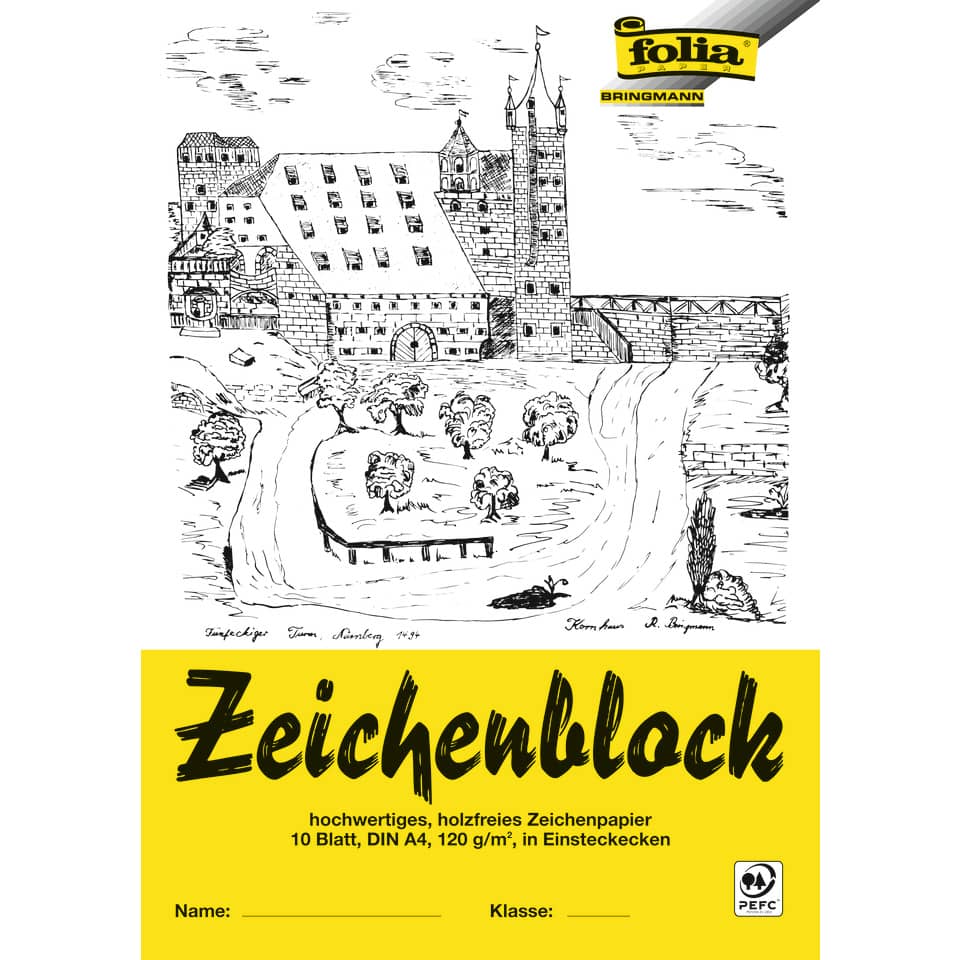 Zeichenblock mit Leinenecken 120g/qm, DIN A4, 10 Blatt