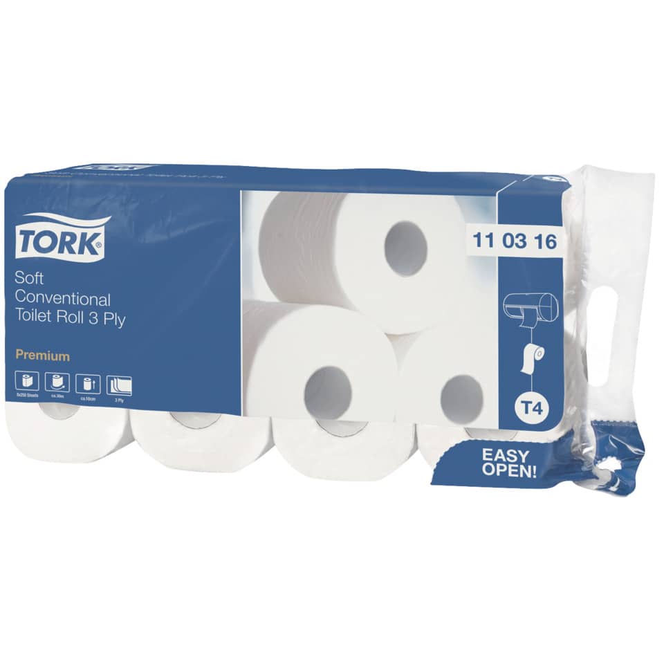 Premium Toilettenpapier - 3-lagig, extra weich, mit Dekorprägung, hochweiß, 8 Rollen