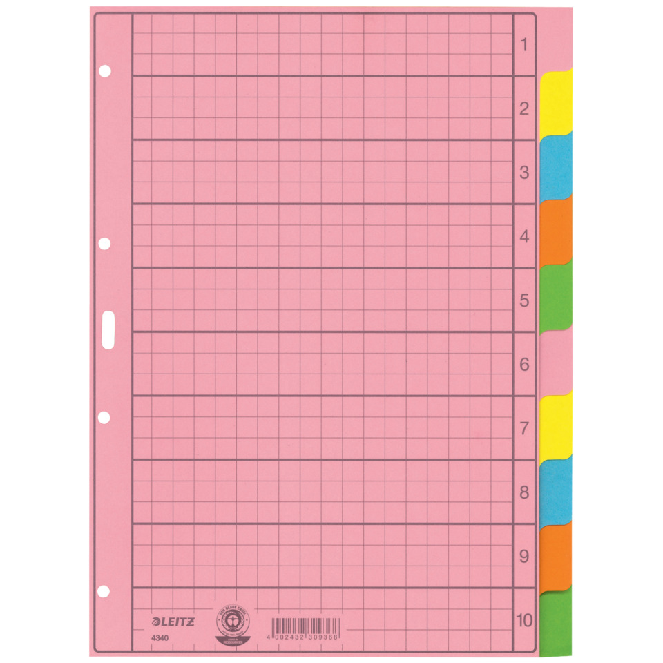 4340 Register - blanko, Papier, A4, 10 Blatt, Taben 2x 5-farbig