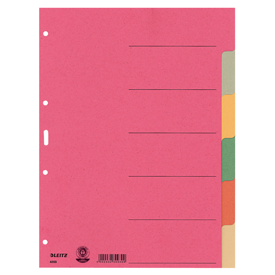 4358 Register - Karton, blanko, A4, 6 Blatt, farbig