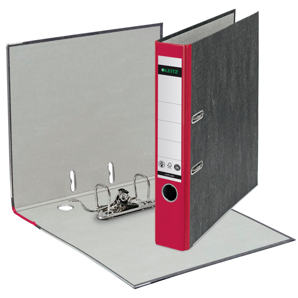 1050 Ordner Pappe A4 Wolkenmarmor, 52 mm, rot