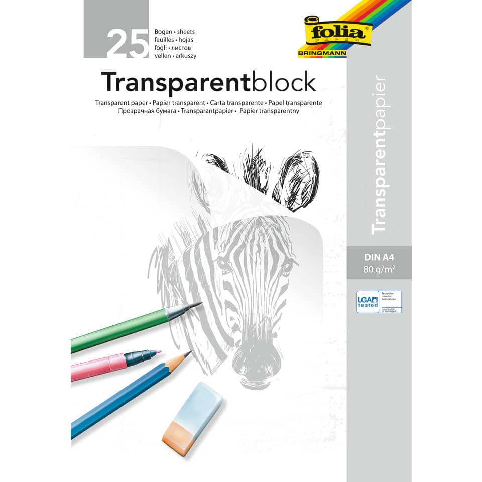 Transparentpapier - 80g, A4 Block, 25 Blatt