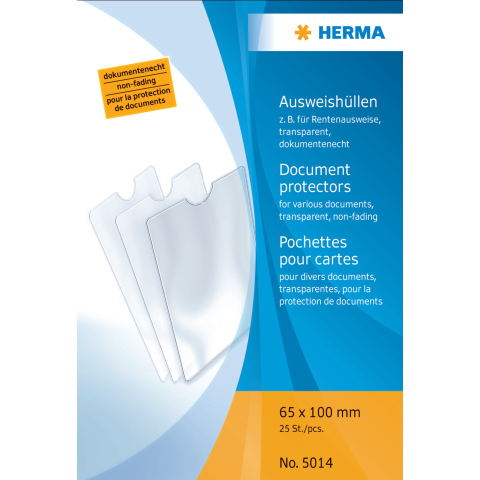 5014 Ausweishüllen - 65x100 mm für Rentenausweise, geprägt, dokumentenecht