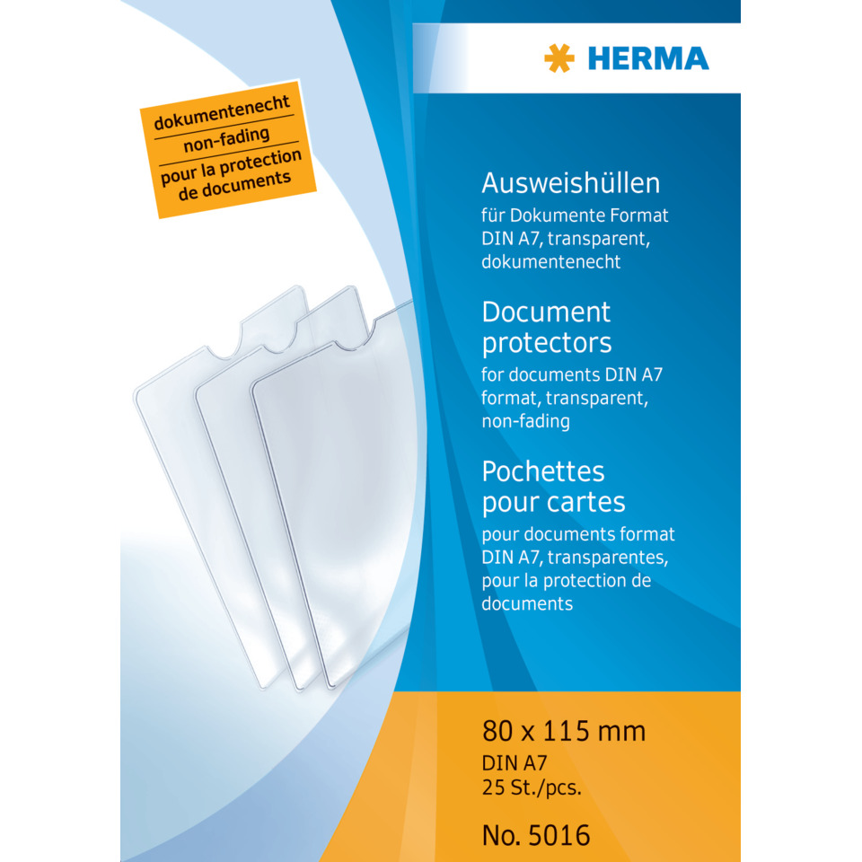 5016 Ausweishüllen - 80x115 mm für Format DIN A7, geprägt, dokumentenecht