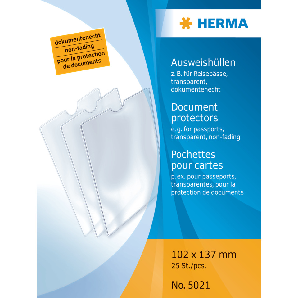 5021 Ausweishüllen - 102x137 mm für Reisepässe, geprägt, dokumentenecht