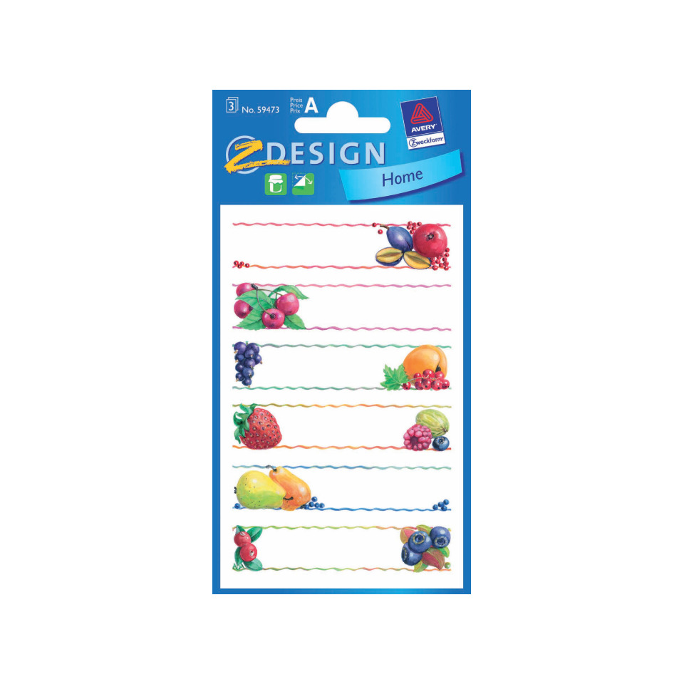 Z-Design 59473, Marmeladen Etiketten, Obst, 3 Bogen/18 Etiketten