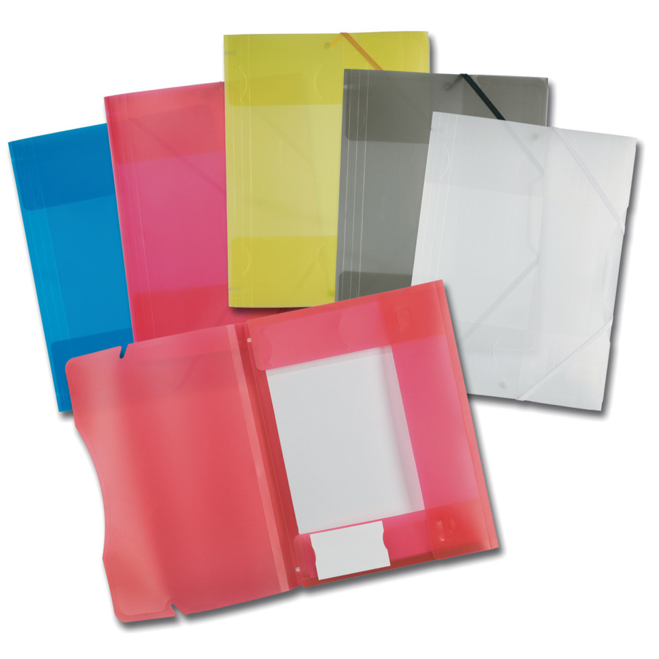 Sammelmappe mit Gummiband, DIN A4,transparent, 5 Farben