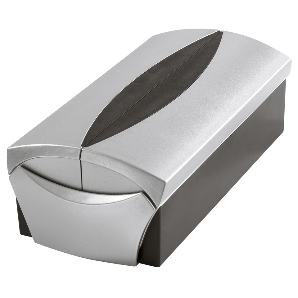 DELTA Silber Edition Visitenkartenbox VIP-Set - für 500 Visitenkarten, Box+Etui, silber-schwarz