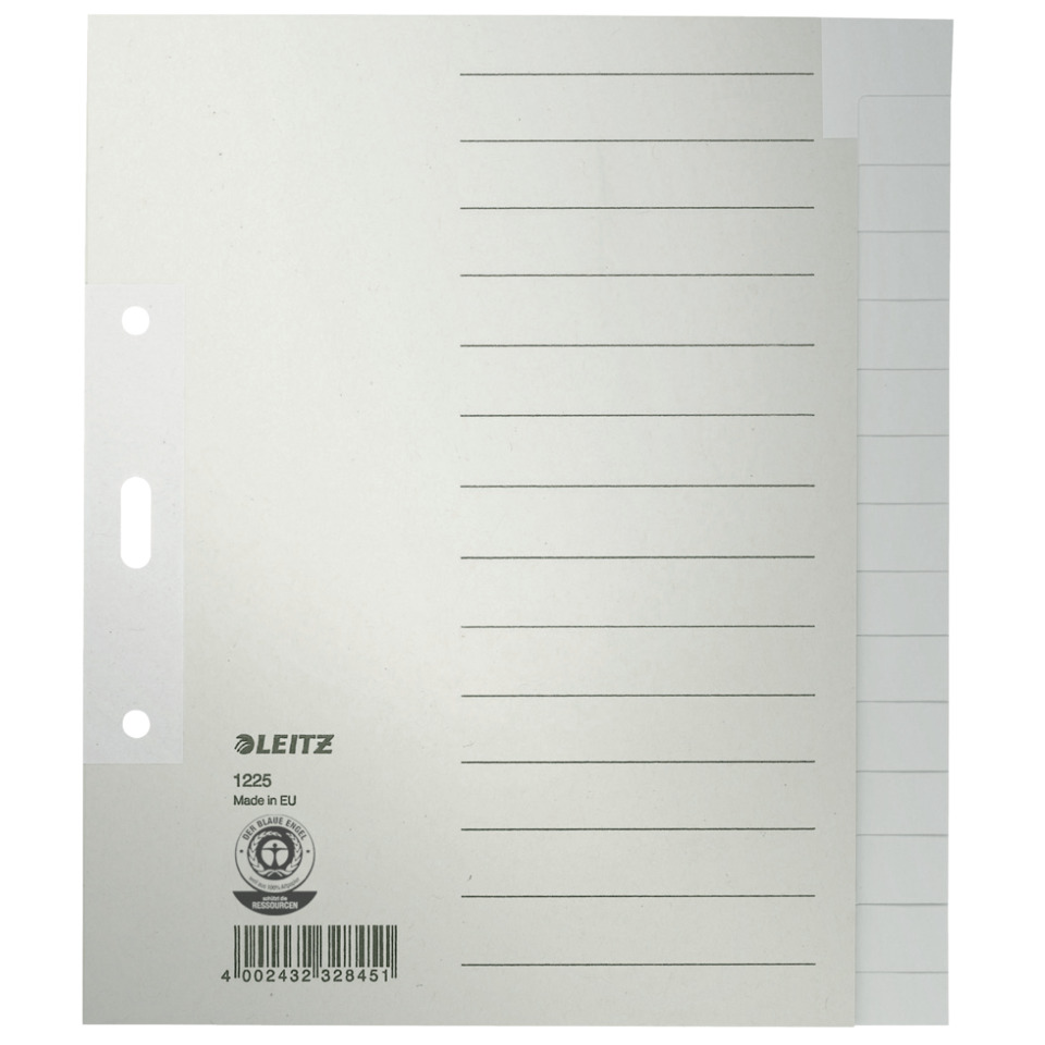 1225 Register - Tauenpapier, blanko, A5 Überbreite, 15 Blatt, grau
