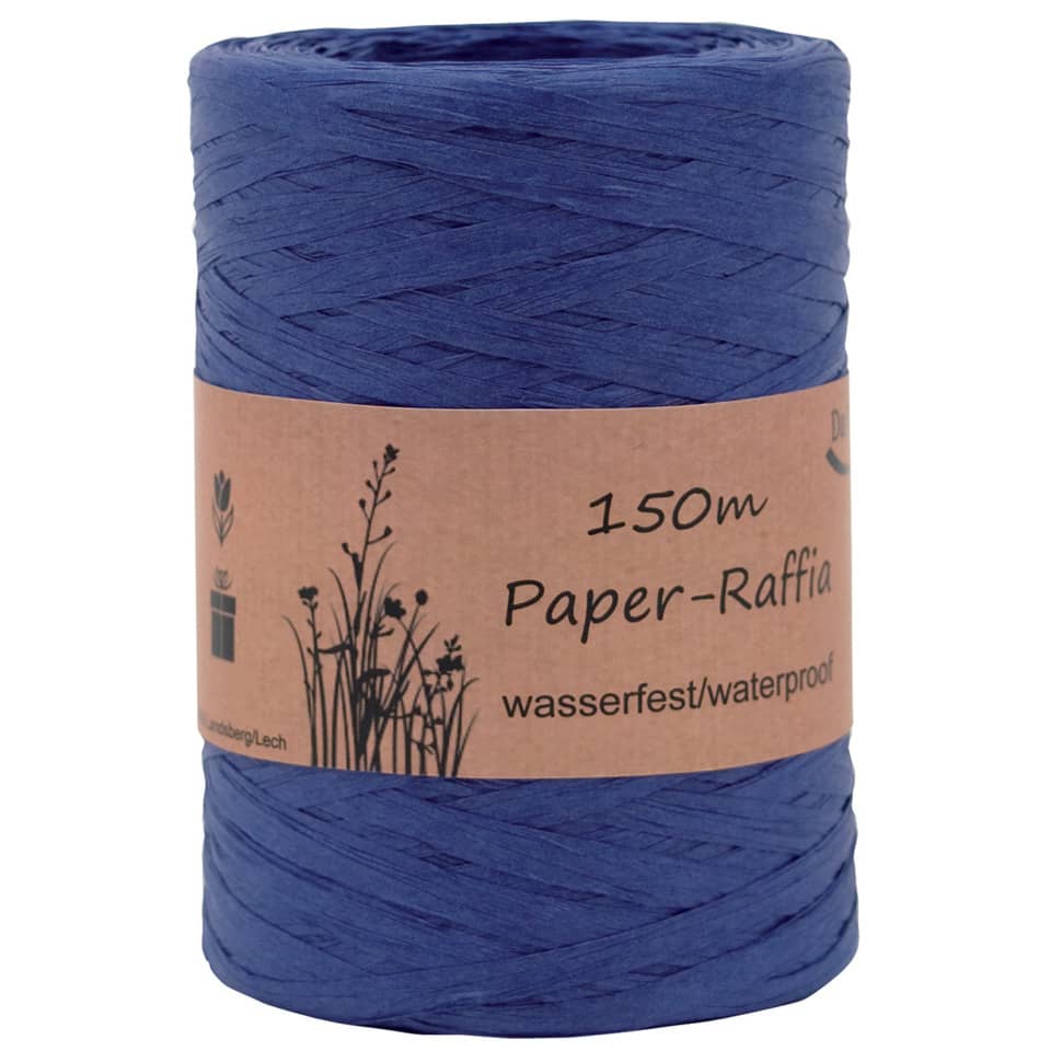 Bast Raffia - 7 mm x 150 m, ultramarinblau